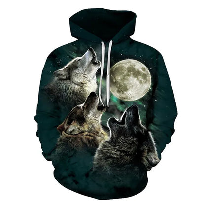 Unisex 3D Print Ice/Fire Wolves Black White Wolf Hoodies Men/Women Casual Hoodie Autumn Tracksuit Pullover Hooded Sweatshirt