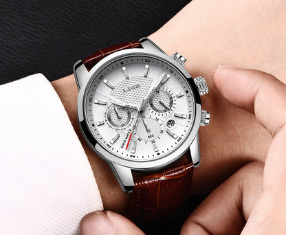 2025 New Men's Watches LIGE Top Brand Luxury Leather Casual Quartz Watch Men's Sport Waterproof Clock Watch Relogio Masculino+Box