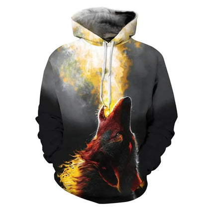 Unisex 3D Print Ice/Fire Wolves Black White Wolf Hoodies Men/Women Casual Hoodie Autumn Tracksuit Pullover Hooded Sweatshirt