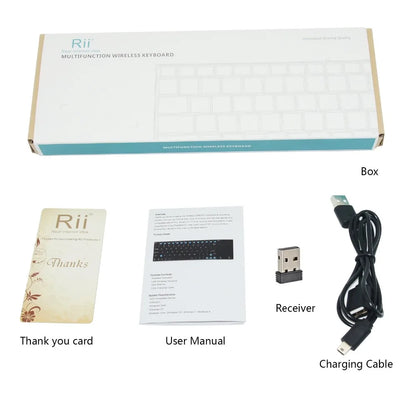 Teclado inalámbrico ruso, español, inglés y francés Rii K12+/i12+ Mini Keyboard con panel táctil para Android, laptop, PC y TV Box