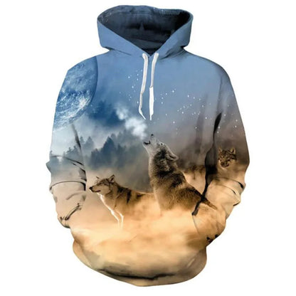 Unisex 3D Print Ice/Fire Wolves Black White Wolf Hoodies Men/Women Casual Hoodie Autumn Tracksuit Pullover Hooded Sweatshirt