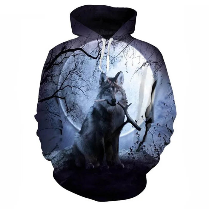 Unisex 3D Print Ice/Fire Wolves Black White Wolf Hoodies Men/Women Casual Hoodie Autumn Tracksuit Pullover Hooded Sweatshirt