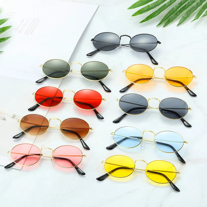 Women Female Oval Sunglasses Eyewear Driver Goggles Gold Small Retro Vintage Sexy Round Sunglasses Frame Cycling Accessories