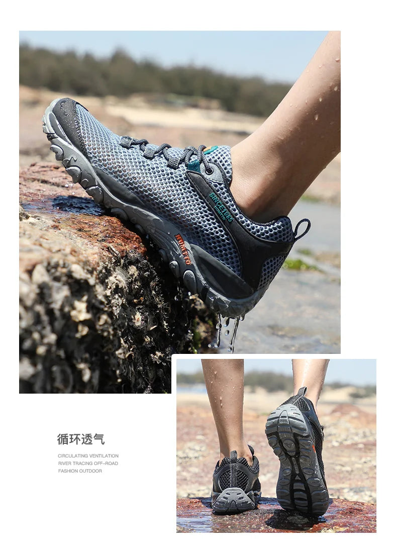 HUMTTO Summer Hiking Sneakers for Men 2021 Breathable Outdoor Trekking Sport Men's Water Shoes Climbing Walking Shoes