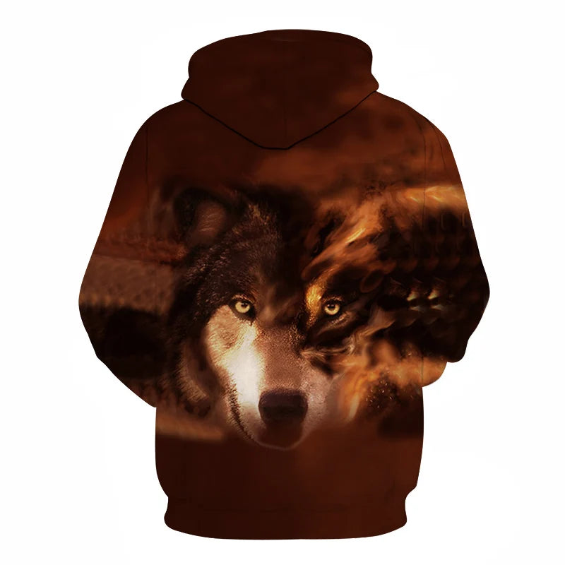 Cool Space Galaxy Wolf Hoodie – Herren-Hoodie mit leuchtendem Wolf, modischer Pullover für Frühling und Herbst