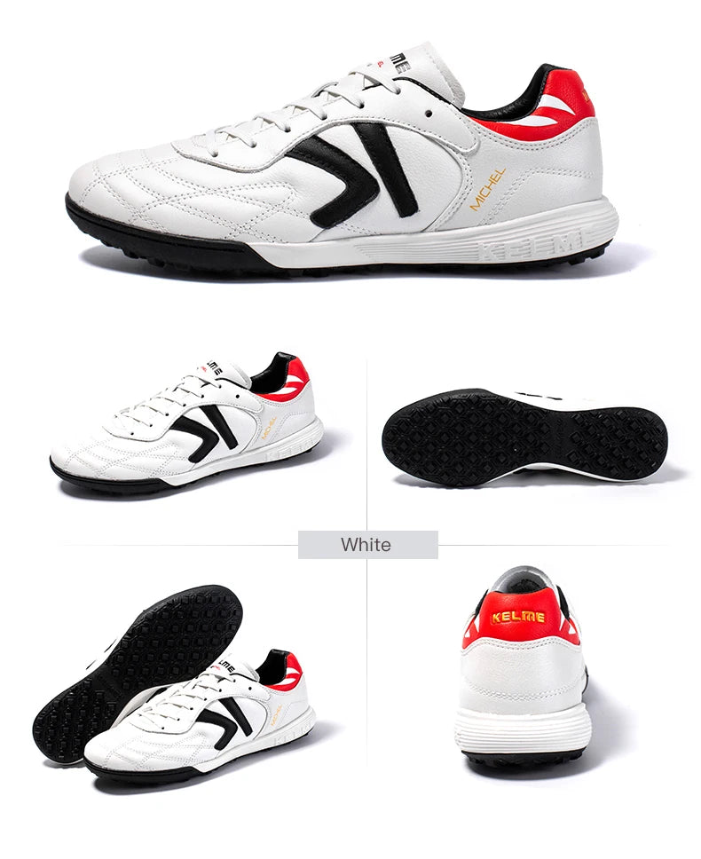 KELME Soccer Shoes TF Football Boots Calf-Skin Cleats Professional Futsal Original Football Training Sneakers ZX80011017