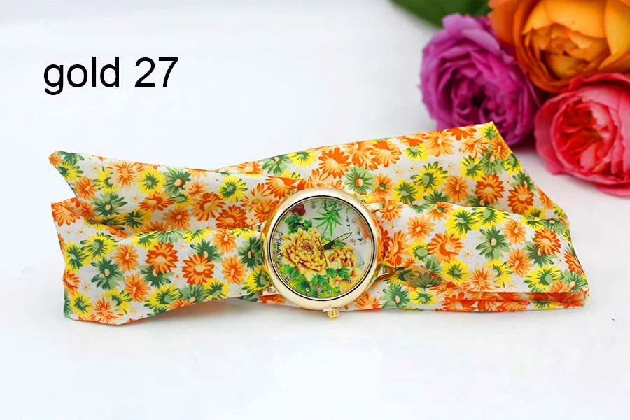Shsby 2020 Women's Watches Fashion Floral Cloth Ladies Watches Flower Bracelet Clock Dress Wristwatch Luxury Relogio Feminino