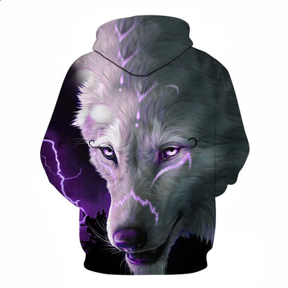 Cool Space Galaxy Wolf Hoodie – Herren-Hoodie mit leuchtendem Wolf, modischer Pullover für Frühling und Herbst