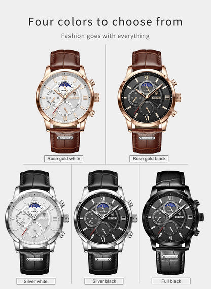 2025 New Men's Watches LIGE Top Brand Luxury Leather Casual Quartz Watch Men's Sport Waterproof Clock Watch Relogio Masculino+Box