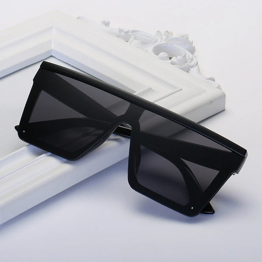 Vintage Black Square Sunglasses Woman Oversized Big Frame Sun Glasses Female Male Luxury Brand Designer Mirror Oculos De Sol