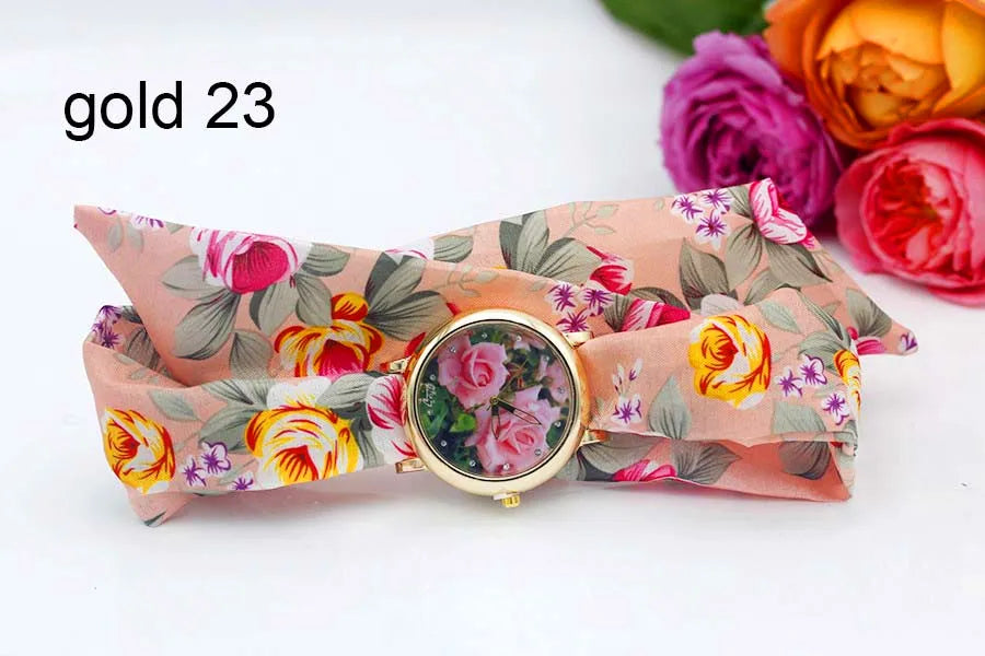 Shsby 2020 Women's Watches Fashion Floral Cloth Ladies Watches Flower Bracelet Clock Dress Wristwatch Luxury Relogio Feminino