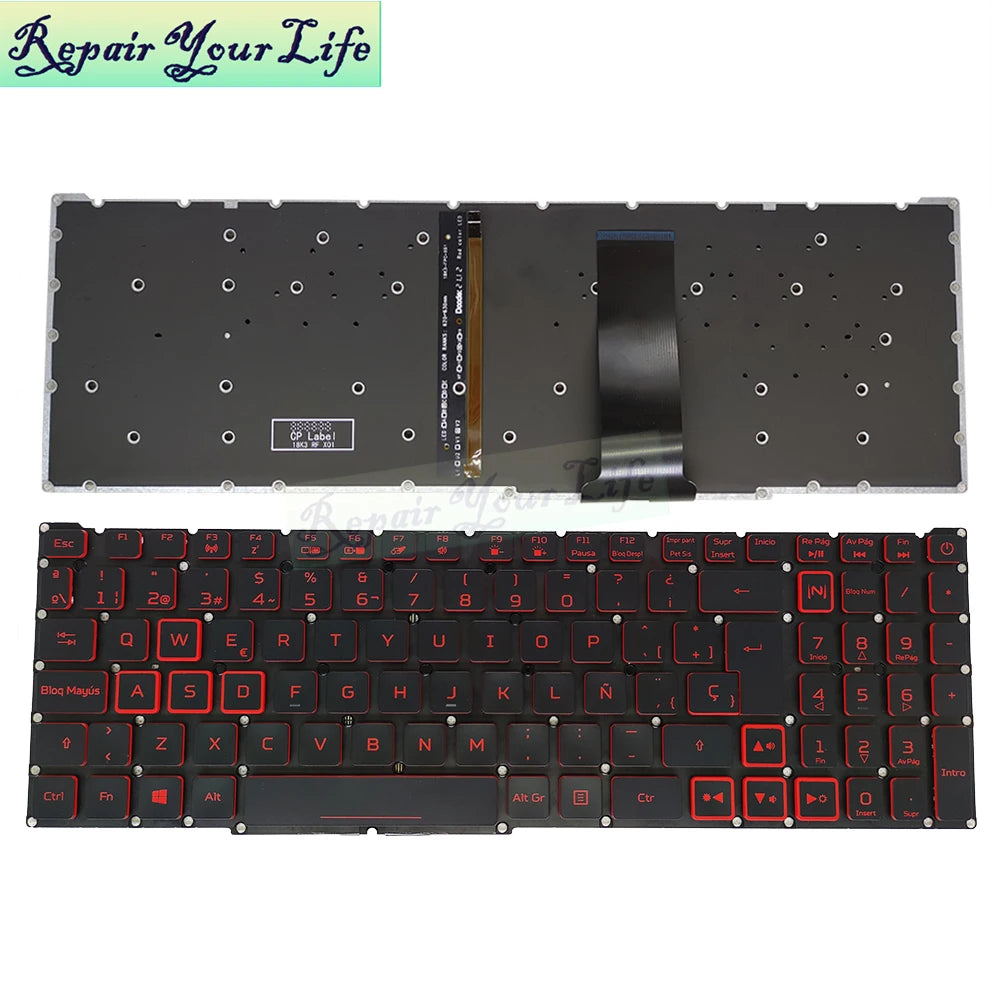 PT-BR Brasil US RU Tastatur mit Hintergrundbeleuchtung für Acer Nitro 5 AN515-54 AN515-43 AN517-52 AN517-51 AN517-54 AN715-51 Spanien LA IT TR GR FR