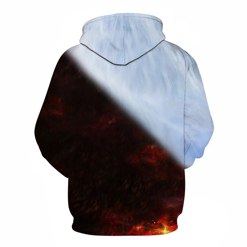 Cool Space Galaxy Wolf Hoodie – Herren-Hoodie mit leuchtendem Wolf, modischer Pullover für Frühling und Herbst