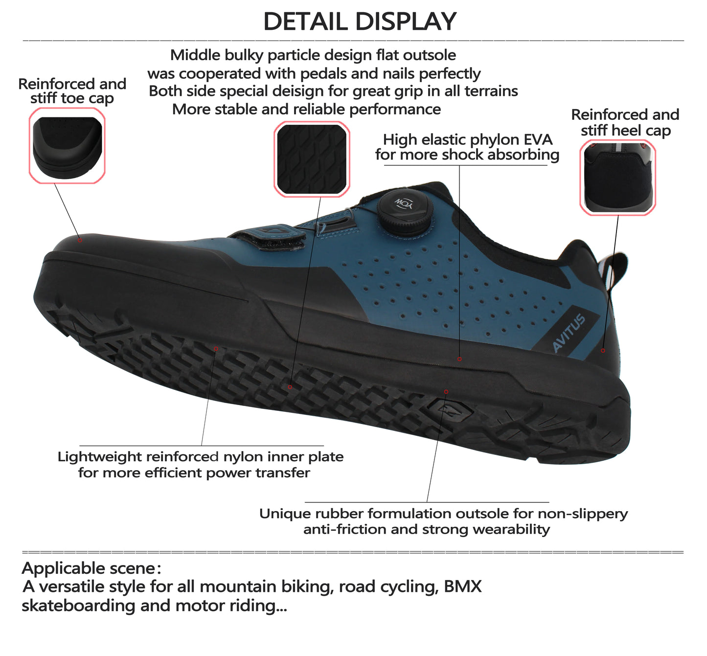 AVITUS MTB Shoes Flat Pedals Rubber Sole FreeRide Mountain Bicycle Downhill Enduro Dual Slalom Men Cycling Shoes