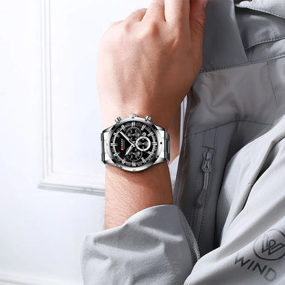 Curren Men's Watch Blue Dial Stainless Steel Band Date Men's Business Watches Waterproof Luxuries Men Wrist Watches for Men