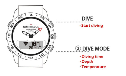 NORTH EDGE Men's Dive Watch Military Army Luxury Full Steel Smartwatch Compass Altimeter Barometer Digital Clock Waterproof 200m