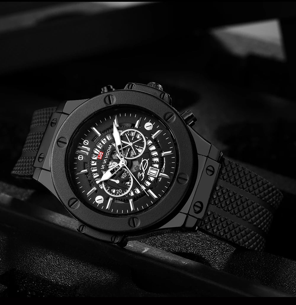 2023 New Men's Watch Top Brand Luxury Sports Silicone Strap Japanese Movement Calendar Quartz Waterproof Watch Relogio Masculino