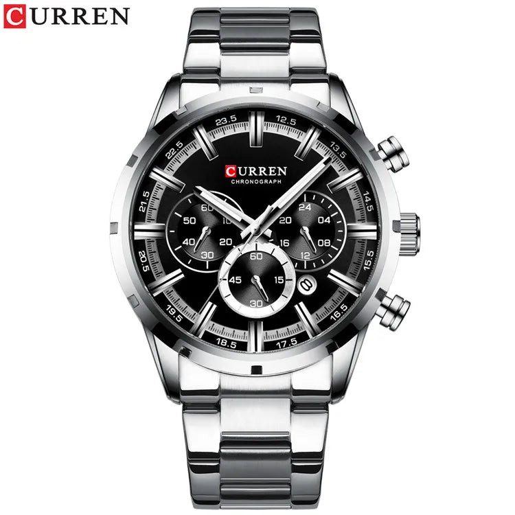 Curren Men's Watch Blue Dial Stainless Steel Band Date Men's Business Watches Waterproof Luxuries Men Wrist Watches for Men
