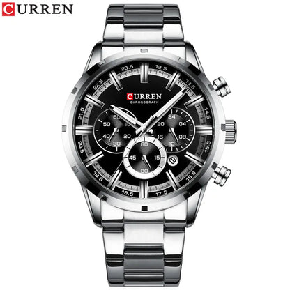 Curren Men's Watch Blue Dial Stainless Steel Band Date Men's Business Watches Waterproof Luxuries Men Wrist Watches for Men