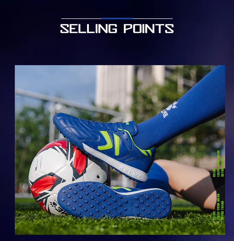 KELME Soccer Shoes TF Football Boots Calf-Skin Cleats Professional Futsal Original Football Training Sneakers ZX80011017