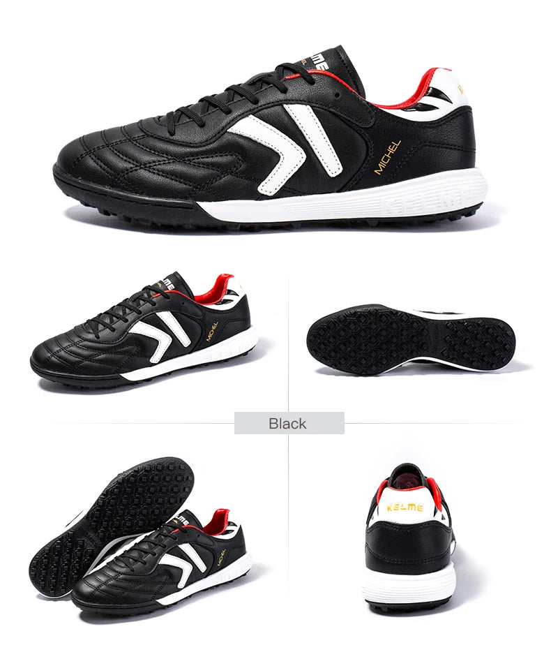 KELME Soccer Shoes TF Football Boots Calf-Skin Cleats Professional Futsal Original Football Training Sneakers ZX80011017