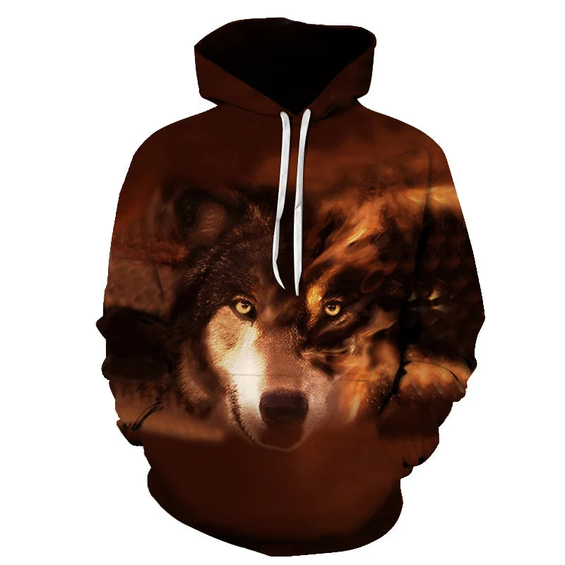 Cool Space Galaxy Wolf Hoodie – Herren-Hoodie mit leuchtendem Wolf, modischer Pullover für Frühling und Herbst