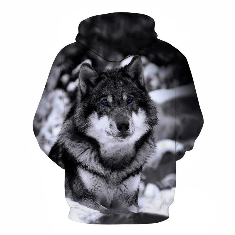 Cool Space Galaxy Wolf Hoodie – Herren-Hoodie mit leuchtendem Wolf, modischer Pullover für Frühling und Herbst