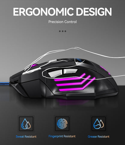 USB Wired Mouse 7 Button 2400DPI Gaming Mouse RGB Breathing Light Mecha Mice Ergonomic Optical Office Mice For Desktop Laptop