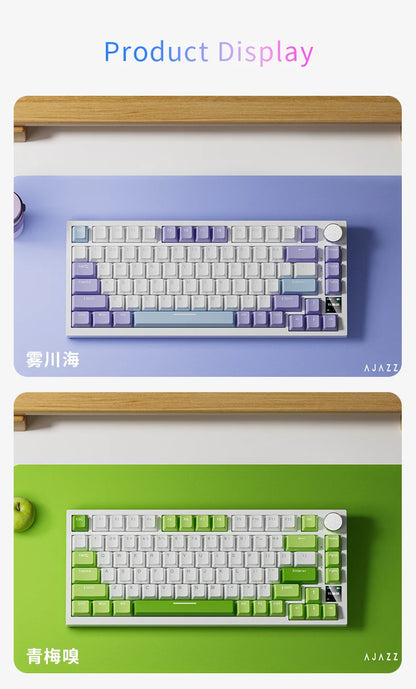 Teclado Gaming Mecânico AJAZZ AK820 Pro com Fio e Sem Fio, Tri-Mode, Retroiluminação RGB, Switches Hot-Swappable, Layout Compacto 70%, PC/Mac