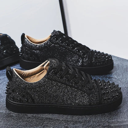 2025 New Men's Casual Shoes Comfortable Soft Punk Style Board Shoes Fashion Nail Anti Slip Wear Resistant Personalized Sneakers