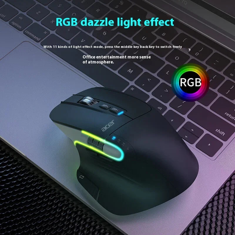 Acer Omr225 Gamer Mouse 3-mode Bluetooth Wireless Mouse Dual Scroll Ergonomic Mouse Custom Programming Gaming Mice Office Mice