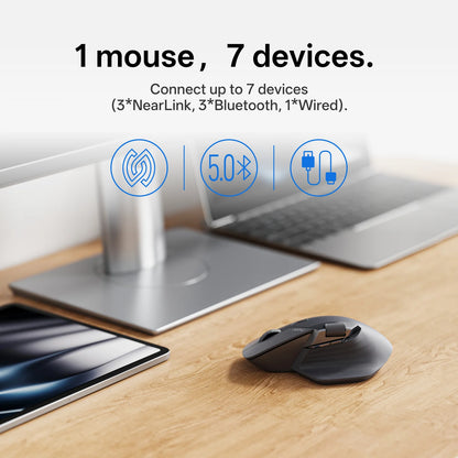 Rapoo MT760PRO Wireless Mouse NearLink + Bluetooth 5.0 Multi-Device 12000 DPI 2K Polling Rate Ergo for Work Gaming Quiet Clicks