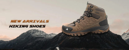 HIKEUP High-Top Men Hiking Boots Winter Outdoor Shoes Lace-Up Non-slip Outdoor Sports Casual Trekking Boots Men Waterproof Suede