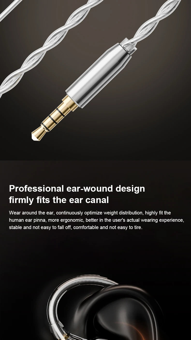 Zhulinniao JingHong Z3 HiFi Earphones Dual Dynamic Driver In-Ear Headphones, High-Fidelity Metal Music Monitor Earbuds with Wired & Bluetooth Audio