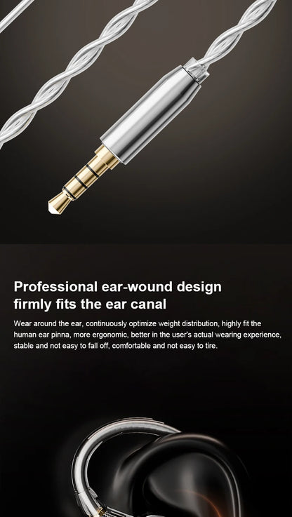 Zhulinniao JingHong Z3 HiFi Earphones Dual Dynamic Driver In-Ear Headphones, High-Fidelity Metal Music Monitor Earbuds with Wired & Bluetooth Audio