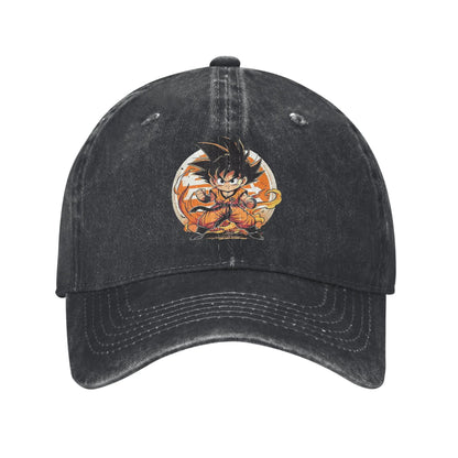 DBZ Little Kakarot Baseball Cap Casual Distressed Cotton Dragon Ball Sun Cap for Men Women Outdoor Adjustable Fit Hats Cap