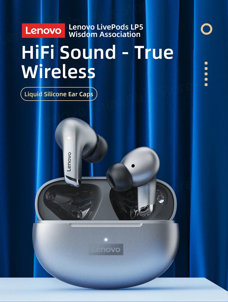 Original Lenovo LP5 TWS Wireless Bluetooth Earphone Long Battery Life Sports Headphone Dual Mode Gaming HD Call Headset With Mic