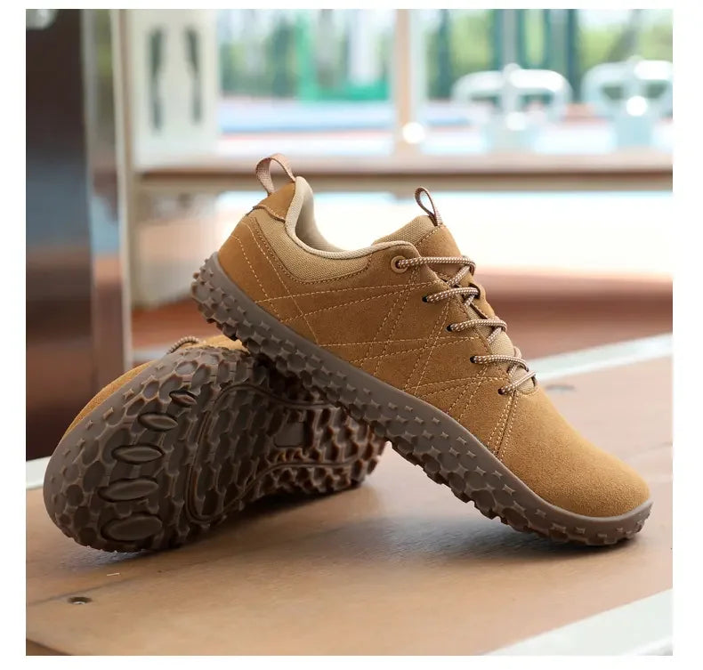 Suede Leather Shoes PU Fabric Wide Toe Shoe Anti-slip Hiking Shoe Workwear Men's Sports Shoes Women's Outdoor Walking Shoes