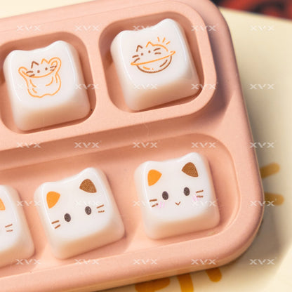 Keycaps XVX 148 Teclas Tema Gato Perfil MAO Keycap Coreana Brilhante e Fofa para Teclado 61 64 68 78 87 96 98 104 108