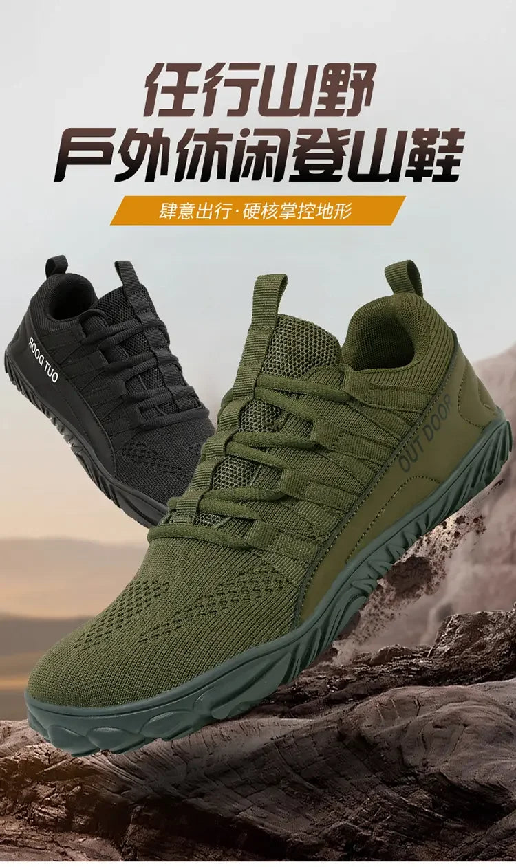 Scarpe da uomo semplici e leggere da trekking sportivo 2025, barefoot a punta larga, multifunzionali casual in mesh traspirante per camminare