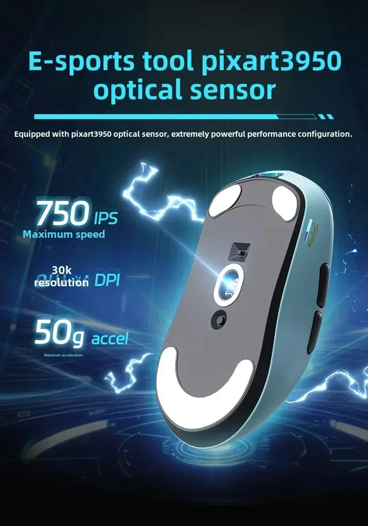 Mouse gaming wireless non poroso SCYROX V6 esports 40g 750IPS con ricevitore 8k, risposta rapida 3950, alta qualità 8KHz