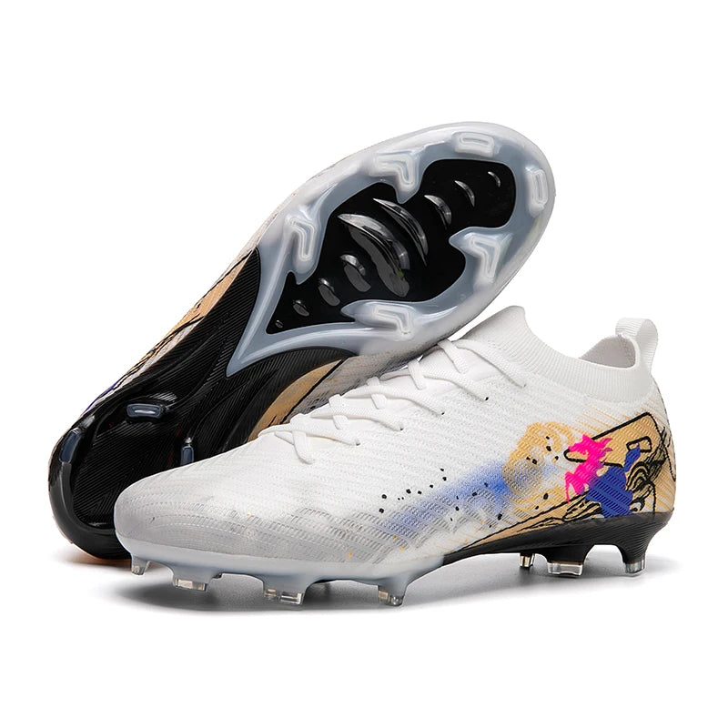 New Men Football Boots Cleats Training Shoes Soccer Shoes Non-Slip Match Ultralight Soccer FG Long Spikes Outdoor Drop Shipping