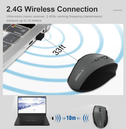 E-YOOSO E-1010 USB 2.4G Wireless Gaming Office Mouse 2400 DPI Optical Game Mice Ergonomic for Laptop PC Computer
