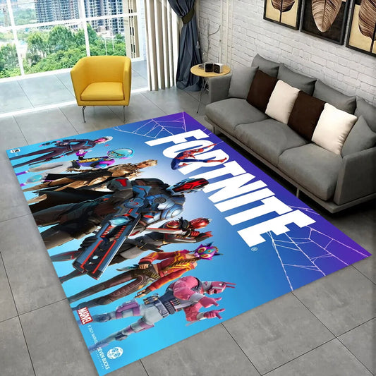 F-Fortnites Cartoon-Spielteppich für Spielzimmer, Schlafzimmer, Wohnzimmer, Sofa und Zuhause, Fußmatte als Dekoration, rutschfester Flächenteppich und Bodenmatte als Geschenk