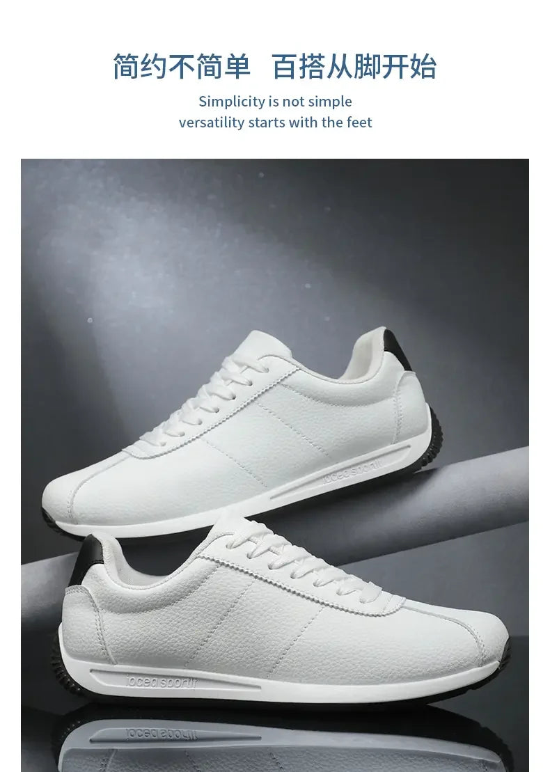 Leisure Running Summer Fashion Anti-Slip Mountaineering PU Leather Sports Shoes, Tennis Trend, Hot Selling Men’s White Flat Shoes