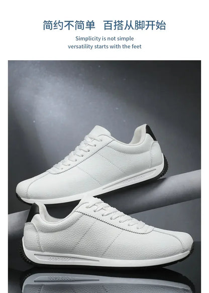 Leisure Running Summer Fashion Anti-Slip Mountaineering PU Leather Sports Shoes, Tennis Trend, Hot Selling Men’s White Flat Shoes