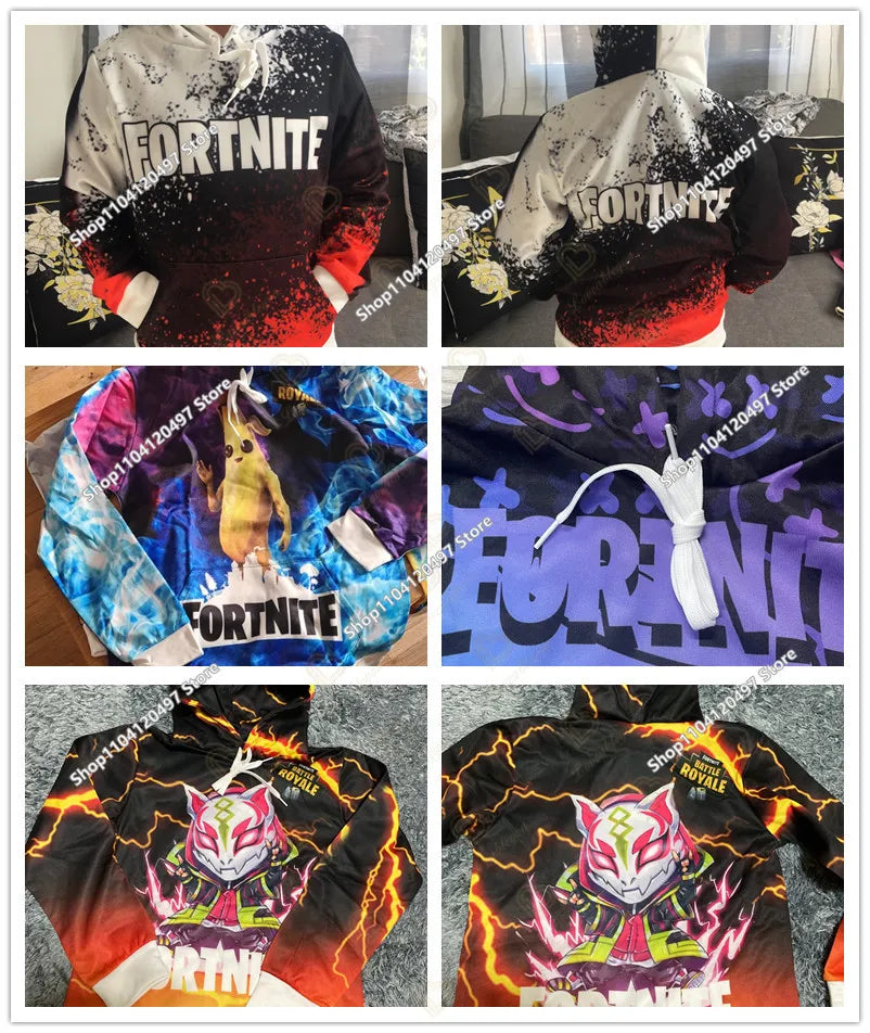 Kinderkleidung Geburtstag Süße Geschenke Fortnite Kinder-Hoodies Battle Royale Jungen Mädchen Anime-Sweatshirt Winter-Pullover-Oberteile für Kinder