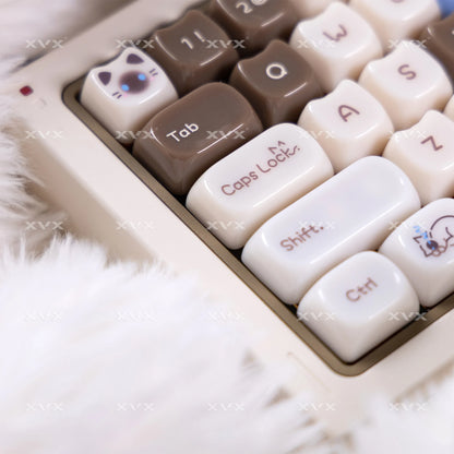 Keycaps XVX 148 Teclas Tema Gato Perfil MAO Keycap Coreana Brilhante e Fofa para Teclado 61 64 68 78 87 96 98 104 108