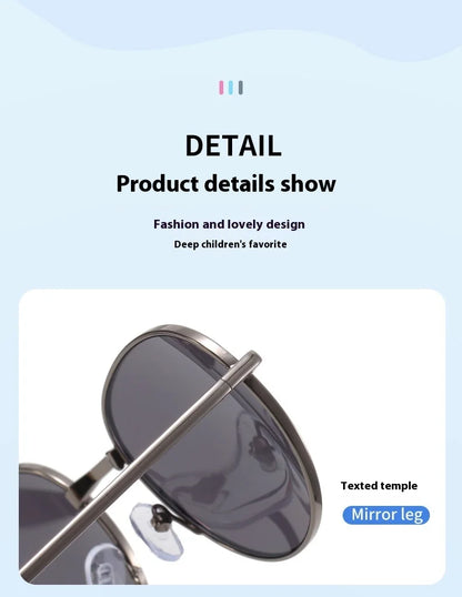 2025 New Straight Metal Sunglasses Boys And Girls, Small Oval Children's Glasses For Babies