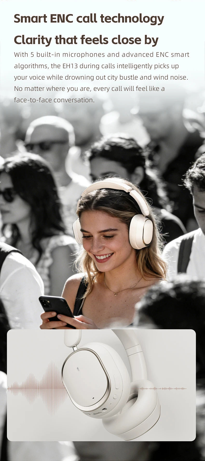 FiiO EH13 Wireless Noise Cancelling Headphones, Hybrid ANC Bluetooth Over-Ear Headphones, 45H Playtime, Headphones for Travel/Game